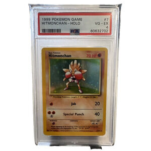 1999 Pokemon Base Set Unlimited Hitmonchan Holo 7/102 PSA 4 VG-EX